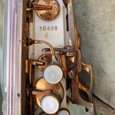 Grafton Acrylic and Metal Alto Saxophone 1950s - Cream and Brass image 18