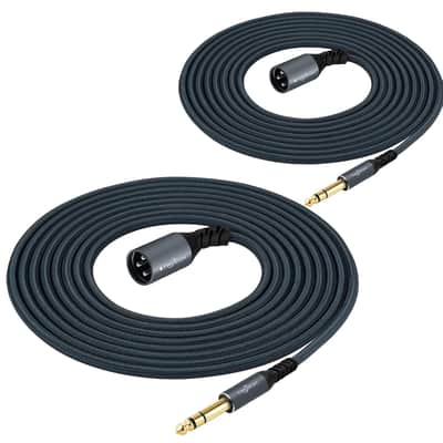 XLR Male to 1/4 TRS Stereo Audio Cable 6.6FT 2 Pack, Braided Jack 6.35mm to XLR Male 3Pin Guitar Cable (Professional/HiFi) image 4