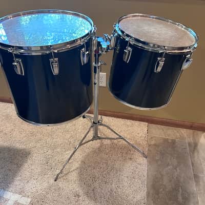 Ludwig Concert Toms 15” and 13” with Ludwig Double-Tom Stand - Black Cortex Finish image 2