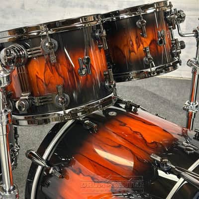 Sonor SQ2 Beech 5pc Drum Set Black to Red Burst over African Marble Gloss image 3