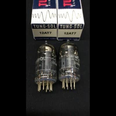 MATCHED PAIR TUNG SOL 12AT7 ECC81 Black Plate D Getter VACUUM TUBES 8.9836 image 2