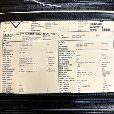 Fender Custom Shop Limited Edition 70th Anniversary 1954 Stratocaster Journeyman Relic with Closet Classic Gold Hardware Aged Black w/Hard Case image 12