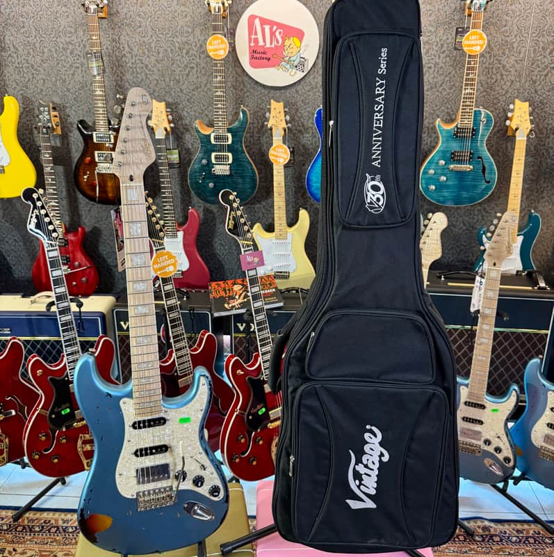 Vintage Guitars 30th Anniversary V6 Strat Overspray Relic Super Flame Neck Lake Placid Gun Hill Blue (Serial Number : M2024090909) image 1