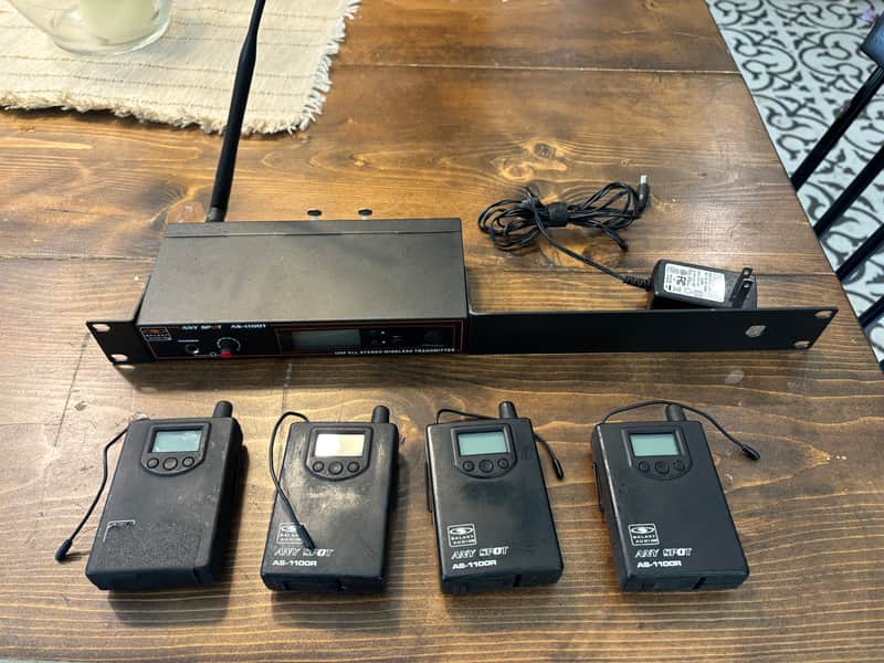 Galaxy Audio AS-1100-D Any Spot Wireless In-Ear Monitor System - Band D (4-Pack) - Black image 1