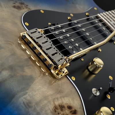 Michael Kelly Blue Burst Burl 60 Ultra Double Cutaway Electric w/ Locking Tremelo System MK60CBLPRH image 6