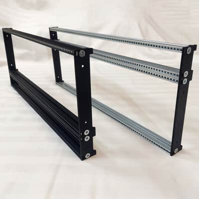 4U (3U+1U) 40HP Eurorack Rails Kit with Brackets & Threaded Inserts (Black / Silver) image 5