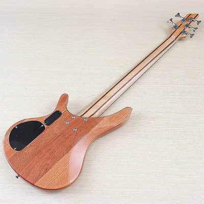 Custom Active 5 String Electric Bass, Zebra Top Okoume Wood Body, Maple Neck image 3
