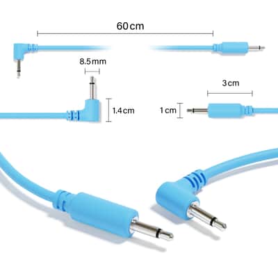ExcelValley [Blue | 60 cm - 23.62"] 5-Pack Hybrid Mono Modular Patch Cables TS 3.5mm 1/8" Eurorack Synth Synthesizer image 2