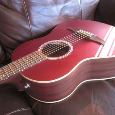 Fender Sonoran Mini Acoustic Guitar Competition Stripes Candy Apple Red image 1