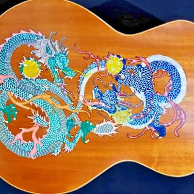 Acoustic Guitar Grand Concert, Handmade by Blueberry Dragon Motif image 1