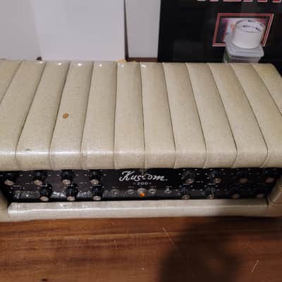 Vintage Kustom K200B-5 4-Channel 100W Amp Head White Sparkle Tuck & Roll 1970s– Tested w/Video image 4