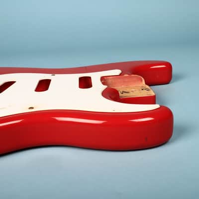 1994 Squier Stratocaster Ferrari Red Guitar Body w/ Pickguard image 5