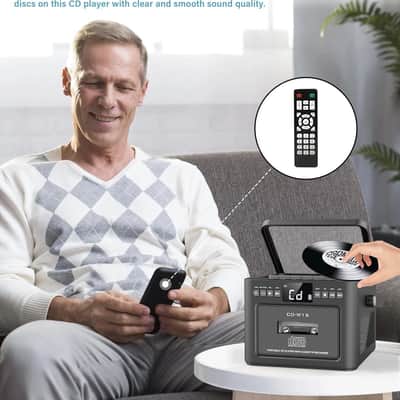 Bluetooth 5.1 CD & Cassette Boombox – Rechargeable 5000mAh Portable Stereo with FM, USB, TF & Remote image 5