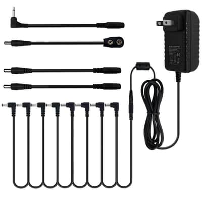 9V 2A Guitar Effects Pedal Power Supply Adapter + 8-Way Daisy Chain Cable image 1