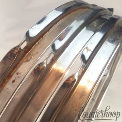 Ludwig 3x 14"Rims/Hoops 6-Lug-Hole Snare/Tom Drum Batter/Resonant 60s Chrome USA image 3