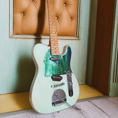 AVALAIBLE - The Surf Telemaster - Atomic Age Style Guitar - Relic Surf Green/Chrome/Reptile Crossover image 4