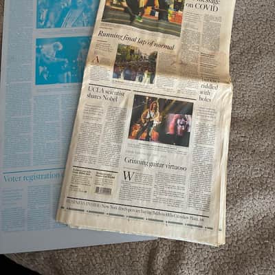 LA Times Eddie Van Halen Death Newspaper + Original Printing Plate – One‑of‑a‑Kind Rock History image 1