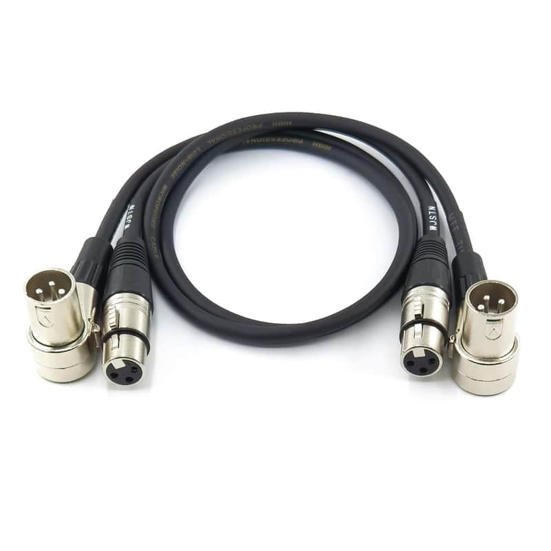 Right-Angle Male To Straight Female Xlr Plug Cable - 2Ft/2 Pack, Right Angle Xlr Adapter