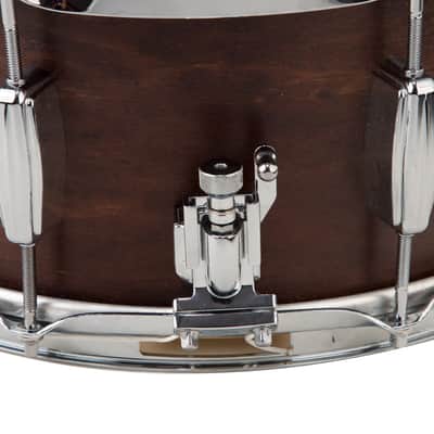 C&C Drum Company Player Date II 6.5x14 Snare Drum - Brown Mahogany Stain image 9
