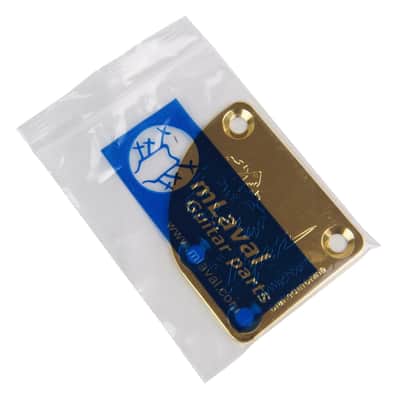 Asymmetrical Volute Neck Plate For bolt-on neck Guitars, Engraved Wolf Gold Plated image 6