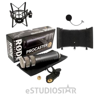 Rode Procaster Dynamic Microphone with XLR Connection with Shock Mount and Microphone Isolation Shield image 1