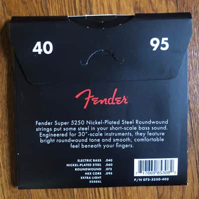 Fender Super 5250 Short Scale Bass Strings 40-95, Nickel-Plated Steel Roundwound, Short Scale, 5250XL .040-.095 Gauges, (4) 2016 image 2