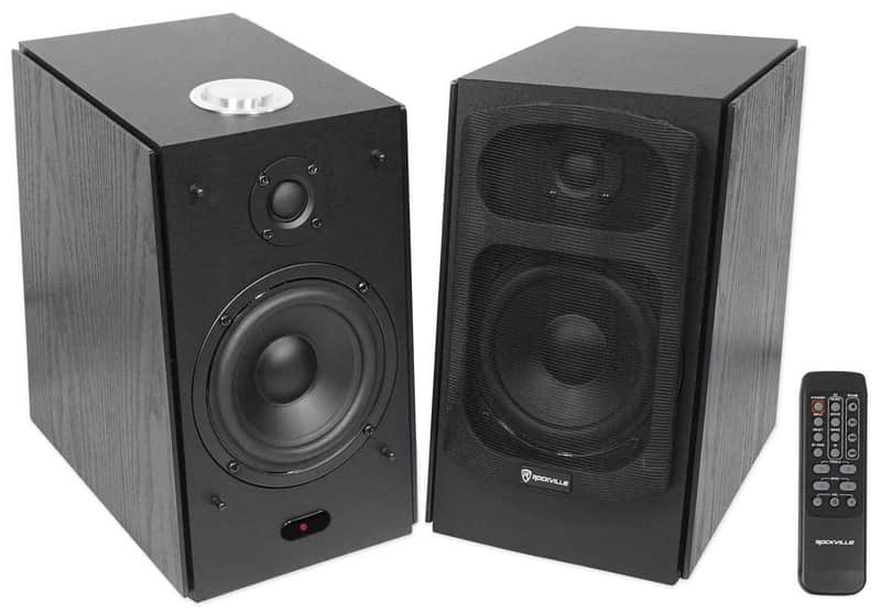 (2) Rockville HD5B 5" 150w RMS Powered Bluetooth Bookshelf Home Theater Speakers image 1