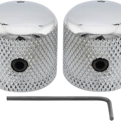 Dome Knobs Universal Fitting Control Knobs with Set Screw and Indicator Dot for Electric Guitar or Bass, Chrome (Set of 2) image 1