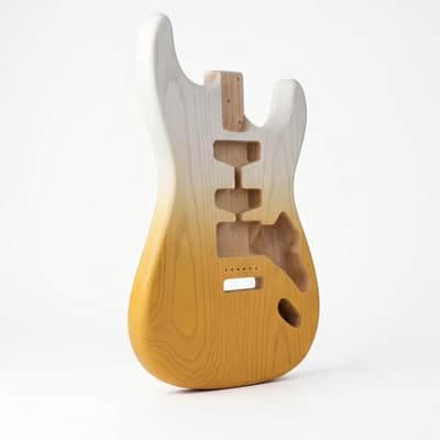 Stratocaster Guitar Body, white yellow Stained Ash Body, Right & Left Handed, HHH HSS SSS Pickup Routing, Custom Strat Replacement Body image 2