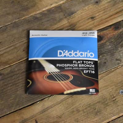 D'Addario EFT16 Flat Top Phosphor Bronze Acoustic Guitar Strings Light 12-53 image 1