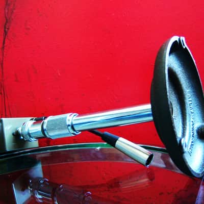 Vintage 1940's RCA 74-B Junior Velocity Ribbon Microphone w period Atlas DS-7 desk stand prop repair display image 21