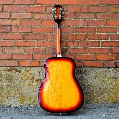 Early 1970's Univox MIJ Dreadnaught - Flame Maple Sunburst - Sold Woods - w/OHSC image 3