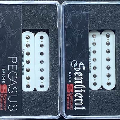 Seymour Duncan Pegasus Bridge & Sentient Neck 7 String Humbucker Passive Mount Pickup Set In White image 1