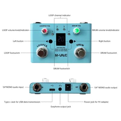 Guitar Effect Pedal Drum Looper Effector Mini 2-in-1 Machine Double Footswitch Looper Pedal image 2