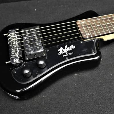 Hofner HCT-SH-BK CT Series Shorty Travel/Mini Electric Guitar Black & Gig Bag image 1