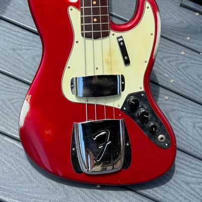 Fender Jazz Bass 1964 - a stunning January '64 Candy Apple Red Metallic example w/Green'gard & Clay Dots ! image 3