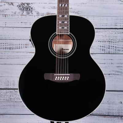 Ibanez AJ7012M1E Artwood Jumbo 12-String Acoustic-Electric Guitar | Black High Gloss image 1