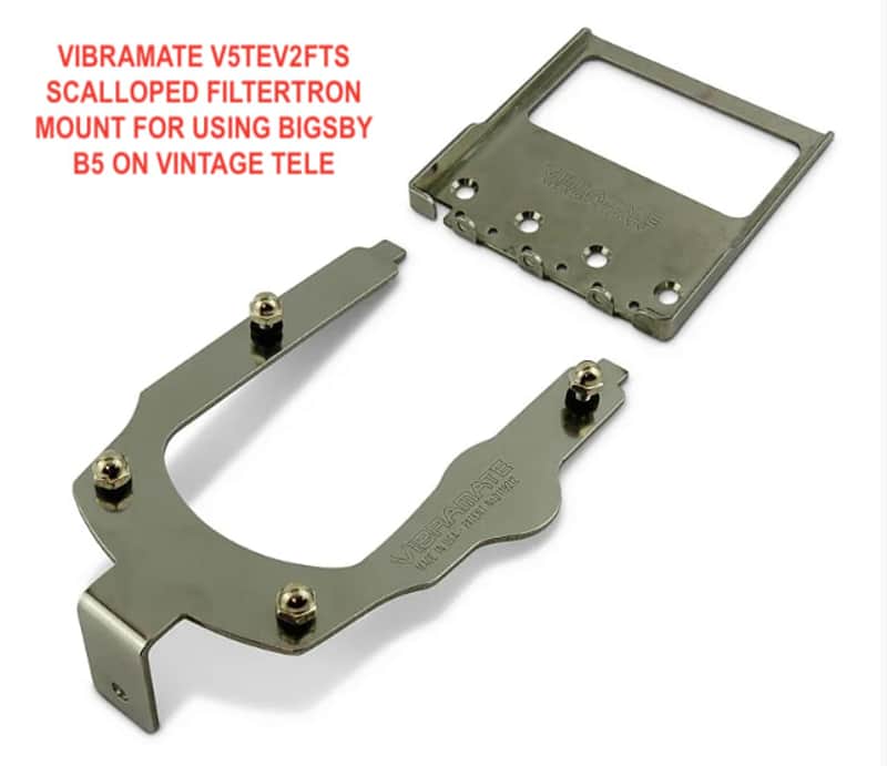 Vibramate V5-TEV-2 FTS Scalloped Mount adds Humbucker With Bigsby B5 to Your 4 hole Ashtray bridge Telecaster image 1