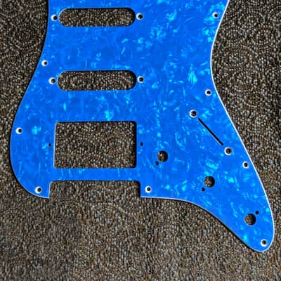 Fender HSS (One Humbucker, Two Single Coils) Pickguard For Strat  Blue Moto (Pearl) image 1