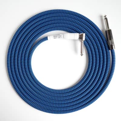 JS New 15 ft.Inst. Cable, Mogami 2524, G&H w/ Quiet plug, Right-Neon Blue Tight Weave image 2
