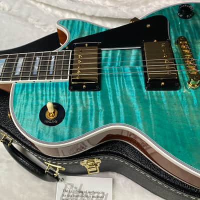 NEW! Gibson Dealer Select Custom Shop Les Paul Custom AAA Flame Top - Aqua Blue - Authorized Dealer - WOW! 8.2 lbs - G07380 image 3