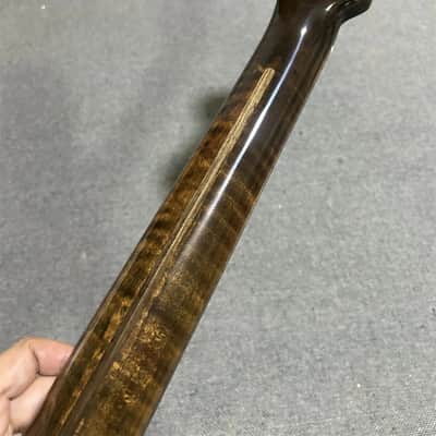 DIY Gloss 22 Fret Roasted Flame maple Electric guitar Neck part Replacement image 4