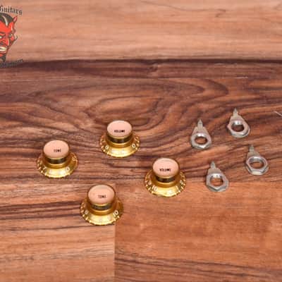 Gibson 1961 Original Gold Top Hat Reflector Knob Set with Pointers 1961 Late 1950's Early 1960's image 10