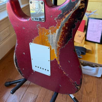 2026 Fender Custom Shop ‘61 Stratocaster SR25 Super Heavy Relic - Red Sparkle over 3 Tone Sunburst image 10