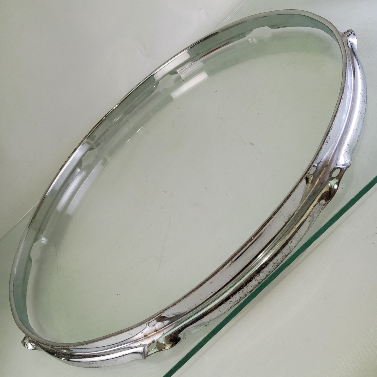 Ludwig 17"BRASS Tenor Tom Drum Batter Rim/Hoop 60s 8Lug Triple-Flange Chrome COB — main photograph