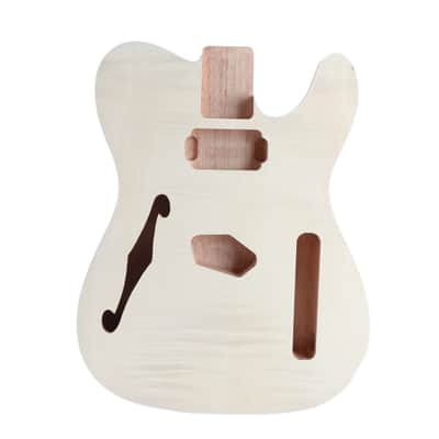 Unfinished Mahogany Wood F Hole Wood Tele Style Electric Guitar Body image 1