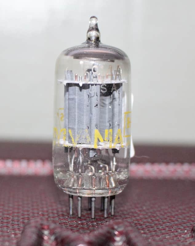 SYLVANIA 5814 A 12AU7 ECC82 PERFECT BALANCE LONG PLATE HALO GETTER TEST NOS+ VINTAGE 1960's image 1