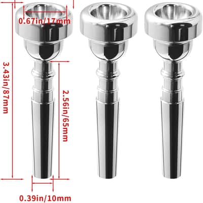 Trumpet Mouthpiece 7C 5C 3C, 3 Pcs Brass Material Silver Plated Trumpet Mouthpiece Set for Professional Players, Beginner image 2