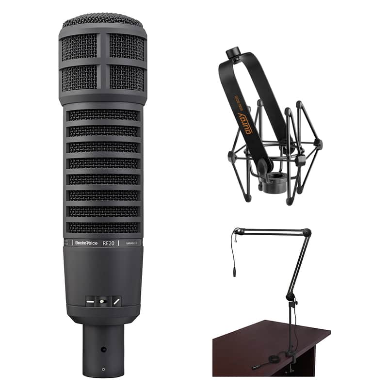 Electro-Voice RE20 Broadcast Announcer Microphone (Black) Bundle with Mic Shockmount & Broadcast Arm image 1