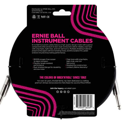 10' Straight / Straight Instrument Cable - Black - Dual Shielded 99.95 O2-free Copper Roadworthy Design, Limited Lifetime Warranty image 2